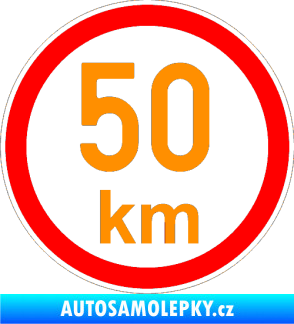 Samolepka Maximální rychlost 50km - nejvyšší konstrukční rychlost oranžová