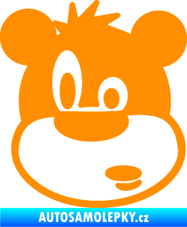 Samolepka Medvěd 003 levá kreslená hlava oranžová