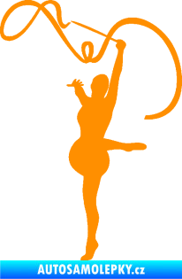 Samolepka Moderní gymnastika 003 levá gymnastka se stuhou oranžová