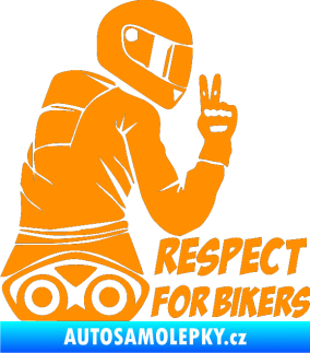 Samolepka Motorkář 003 pravá respect for bikers nápis oranžová