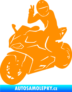 Samolepka Motorkář 006 levá oranžová