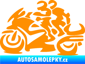 Samolepka Motorkář 009 levá se spolujezdcem oranžová