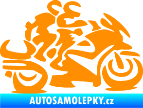 Samolepka Motorkář 009 pravá se spolujezdcem oranžová