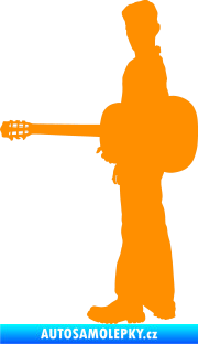 Samolepka Music 003 levá hráč na kytaru oranžová