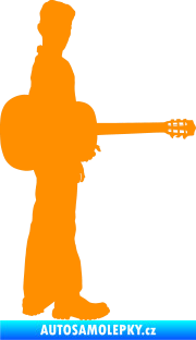 Samolepka Music 003 pravá hráč na kytaru oranžová