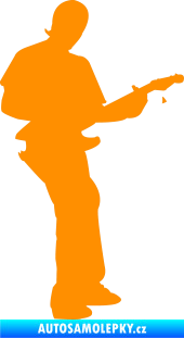 Samolepka Music 006 pravá hráč na kytaru oranžová