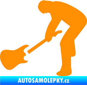 Samolepka Music 007 levá rocker s kytarou oranžová