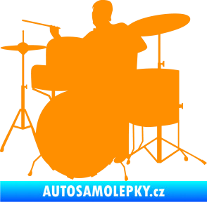 Samolepka Music 011 levá hráč na bicí oranžová