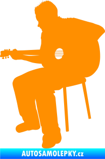 Samolepka Music 012 levá  kytarista oranžová