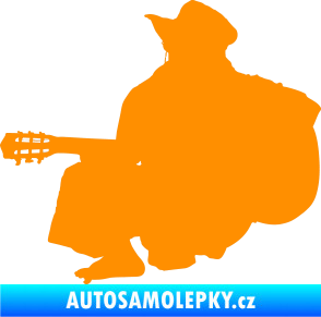Samolepka Music 014 levá hráč na kytaru oranžová