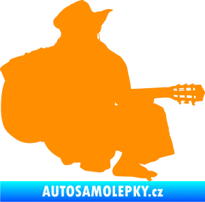 Samolepka Music 014 pravá hráč na kytaru oranžová