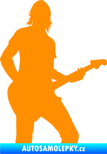 Samolepka Music 019 pravá hráč na kytaru oranžová