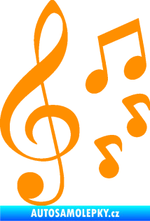 Samolepka Music noty a houslový klíč 002 oranžová