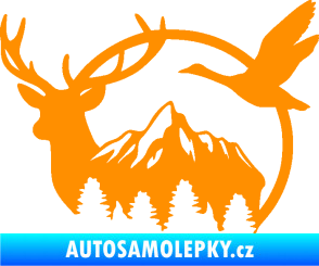 Samolepka Myslivost 002 levá lesní zvěř oranžová