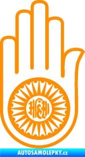 Samolepka Náboženský symbol Džinismus Ahimsa oranžová