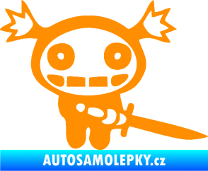 Samolepka Ninja zombie girl pravá oranžová