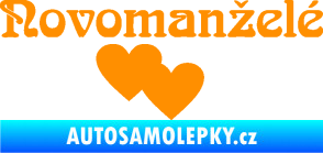 Samolepka Novomanželé 001 nápis se srdíčky oranžová