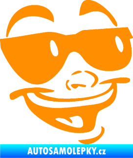 Samolepka Obličej 005 pravá veselý s brýlemi oranžová