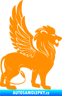 Samolepka Okřídlený lev 001 pravá mytické zvíře oranžová