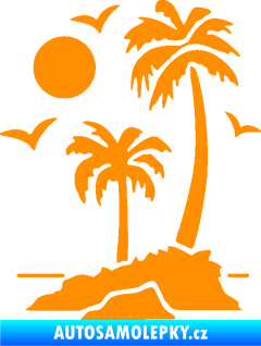 Samolepka Ostrov 002 levá palmy a moře oranžová