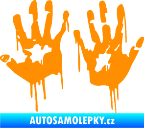 Samolepka Otisk rukou 001 levá krvavý oranžová
