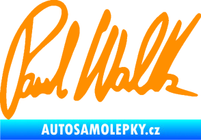 Samolepka Paul Walker 002 podpis oranžová