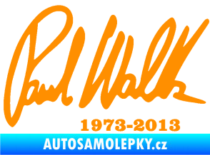 Samolepka Paul Walker 003 podpis a datum oranžová