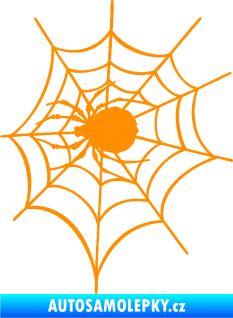 Samolepka Pavouk 016 levá s pavučinou oranžová