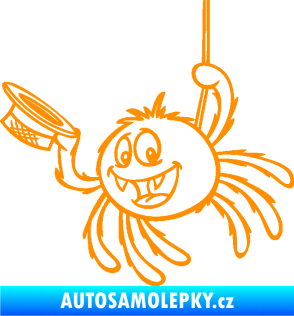 Samolepka Pavouk 022 levá s kloboučkem oranžová