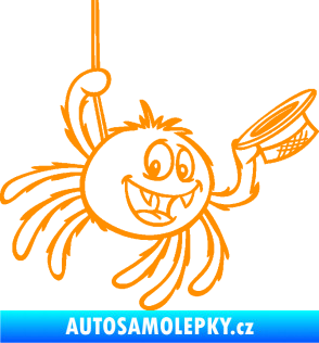 Samolepka Pavouk 022 pravá s kloboučkem oranžová