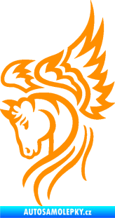 Samolepka Pegas 003 levá okřídlený kůň hlava oranžová
