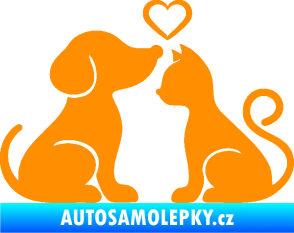 Samolepka Pejsek a kočička 001 levá oranžová