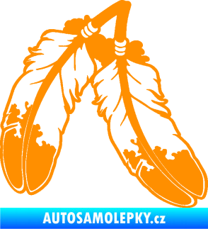Samolepka Peříčka 003 pravá indiánský motiv oranžová