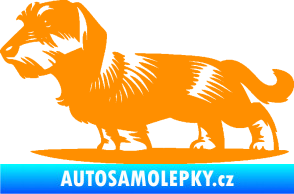Samolepka Pes 133 levá drsnosrstý jezevčík oranžová