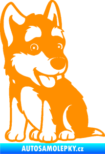 Samolepka Pes 195 levá Husky štěňátko oranžová