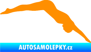 Samolepka Plavání 003  pravá skok do vody oranžová