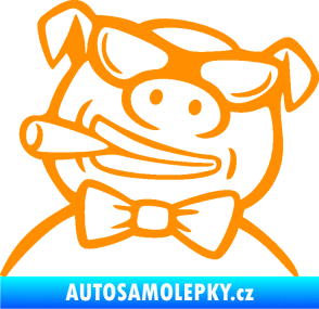 Samolepka Prase 005 levá s doutnikem oranžová
