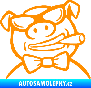 Samolepka Prase 005 pravá s doutnikem oranžová