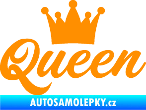 Samolepka Queen nápis s korunou oranžová