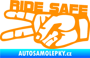 Samolepka Ride Safe nápis levá motorkář oranžová