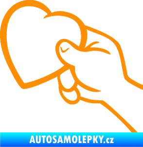 Samolepka Ruka se srdíčkem levá oranžová