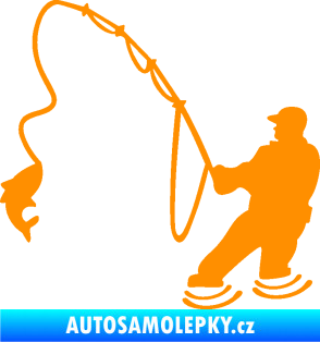 Samolepka Rybář 018 levá oranžová