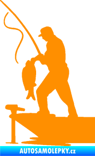 Samolepka Rybář 021 levá s prutem oranžová
