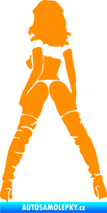 Samolepka Sexy žena a vysoké kozačky levá oranžová