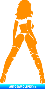Samolepka Sexy žena a vysoké kozačky pravá oranžová