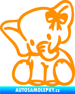 Samolepka Slon 033 levá slůně s mašlí oranžová