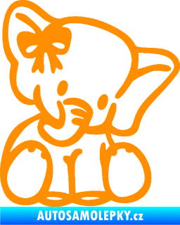 Samolepka Slon 033 pravá slůně s mašlí oranžová