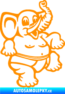 Samolepka Slon zápasník sumo pravá oranžová