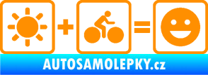 Samolepka Slunce + kolo = veselý smajlík vyjížďka na kole oranžová