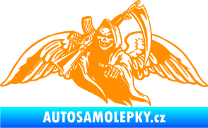 Samolepka Smrtka 016 levá s křídly a kosou oranžová